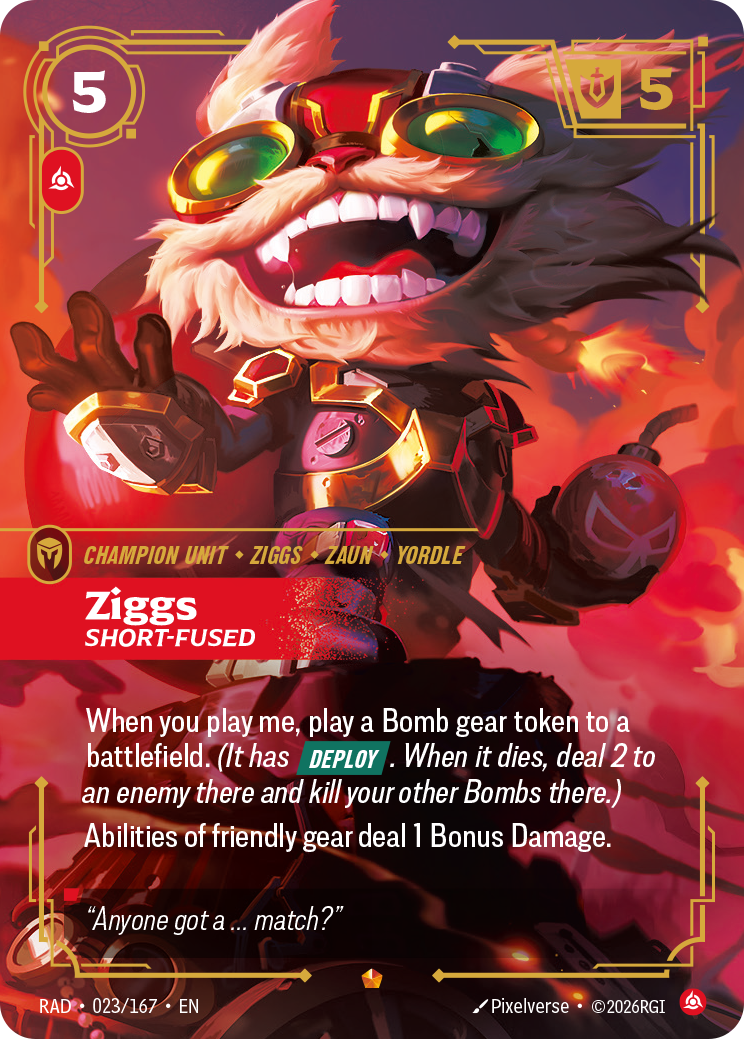 Ziggs, Short-Fused RAD-023/167 Normal Riftbound card