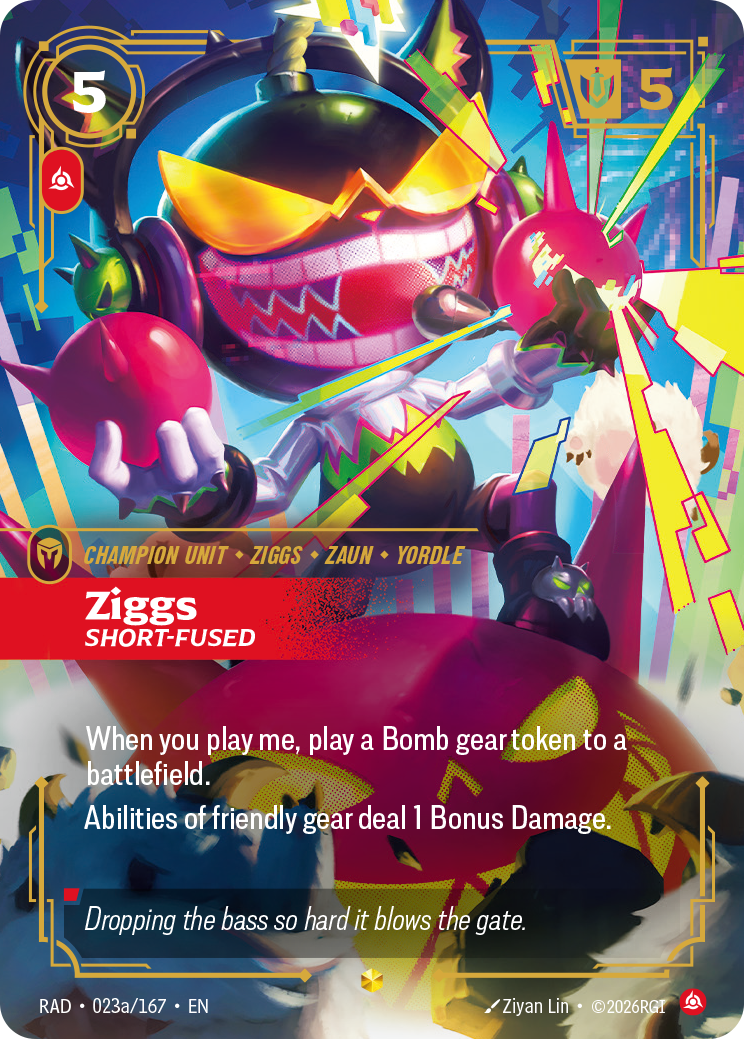 Ziggs, Short-Fused RAD-023a/167 Alternate Art Riftbound card