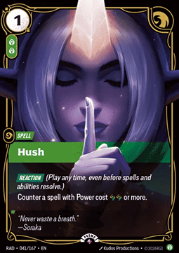 Hush RAD-041/167-P Foil Riftbound card