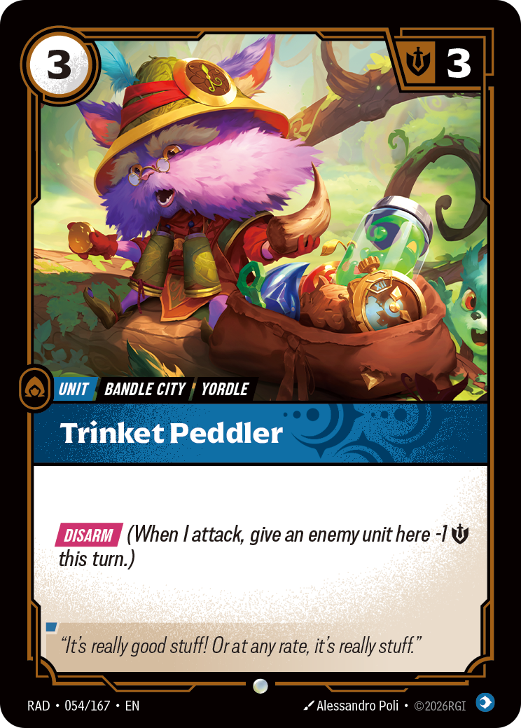 Trinket Peddler RAD-054/167 Normal Riftbound card