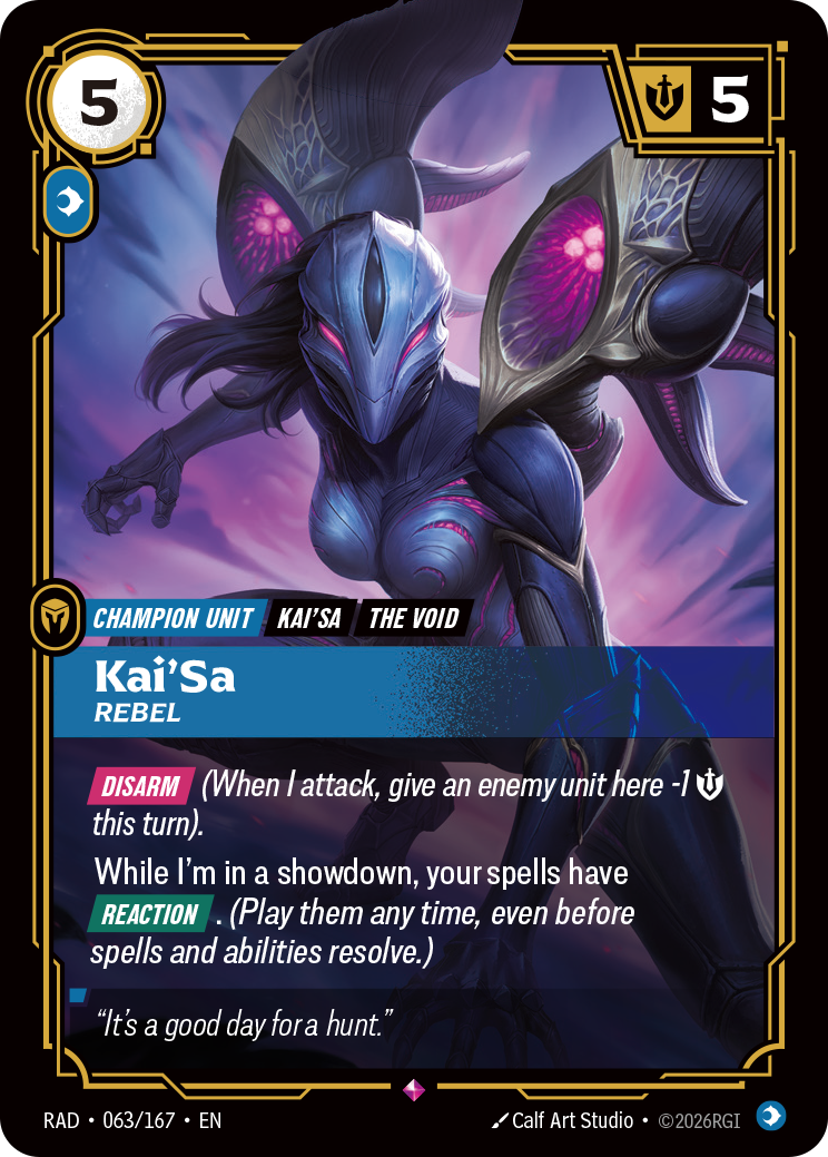 Kai'Sa, Rebel RAD-063/167 Normal Riftbound card