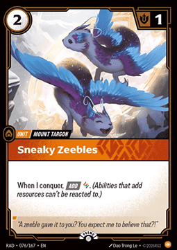 Sneaky Zeebles RAD-076/167-P Foil Riftbound card