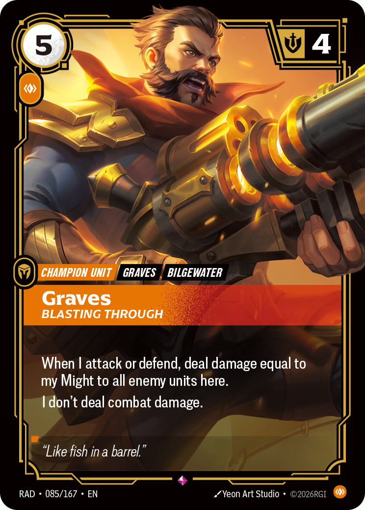 Graves, Blasting Through RAD-085/167 Normal Riftbound card