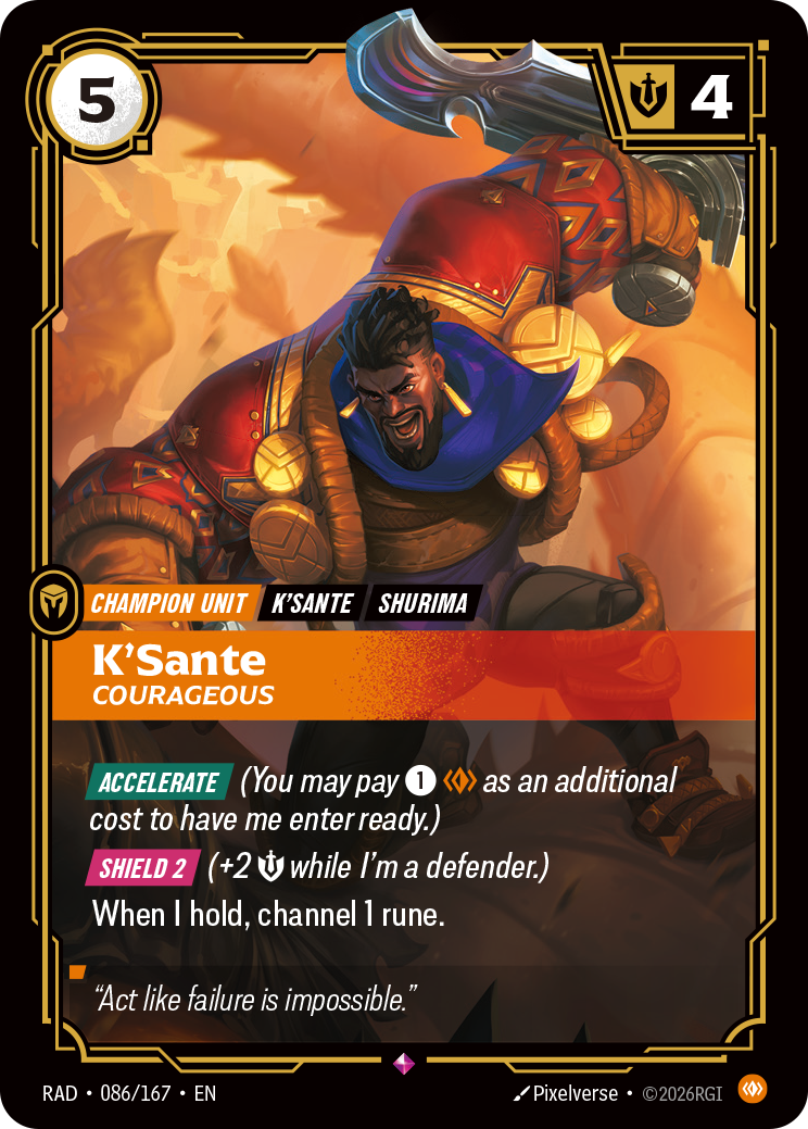 K'Sante, Courageous RAD-086/167 Normal Riftbound card