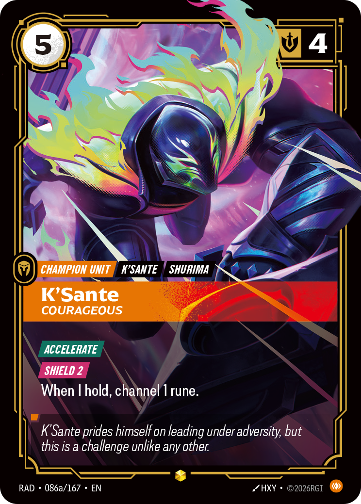 K'Sante, Courageous RAD-086a/167 Alternate Art Riftbound card