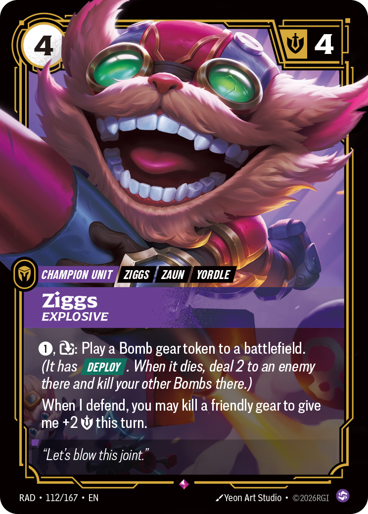 Ziggs, Explosive RAD-112/167 Normal Riftbound card