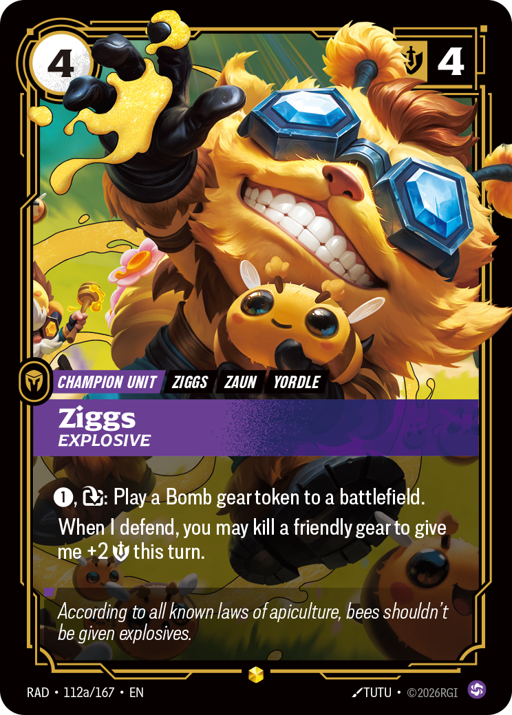 Ziggs, Explosive RAD-112a/167 Alternate Art Riftbound card