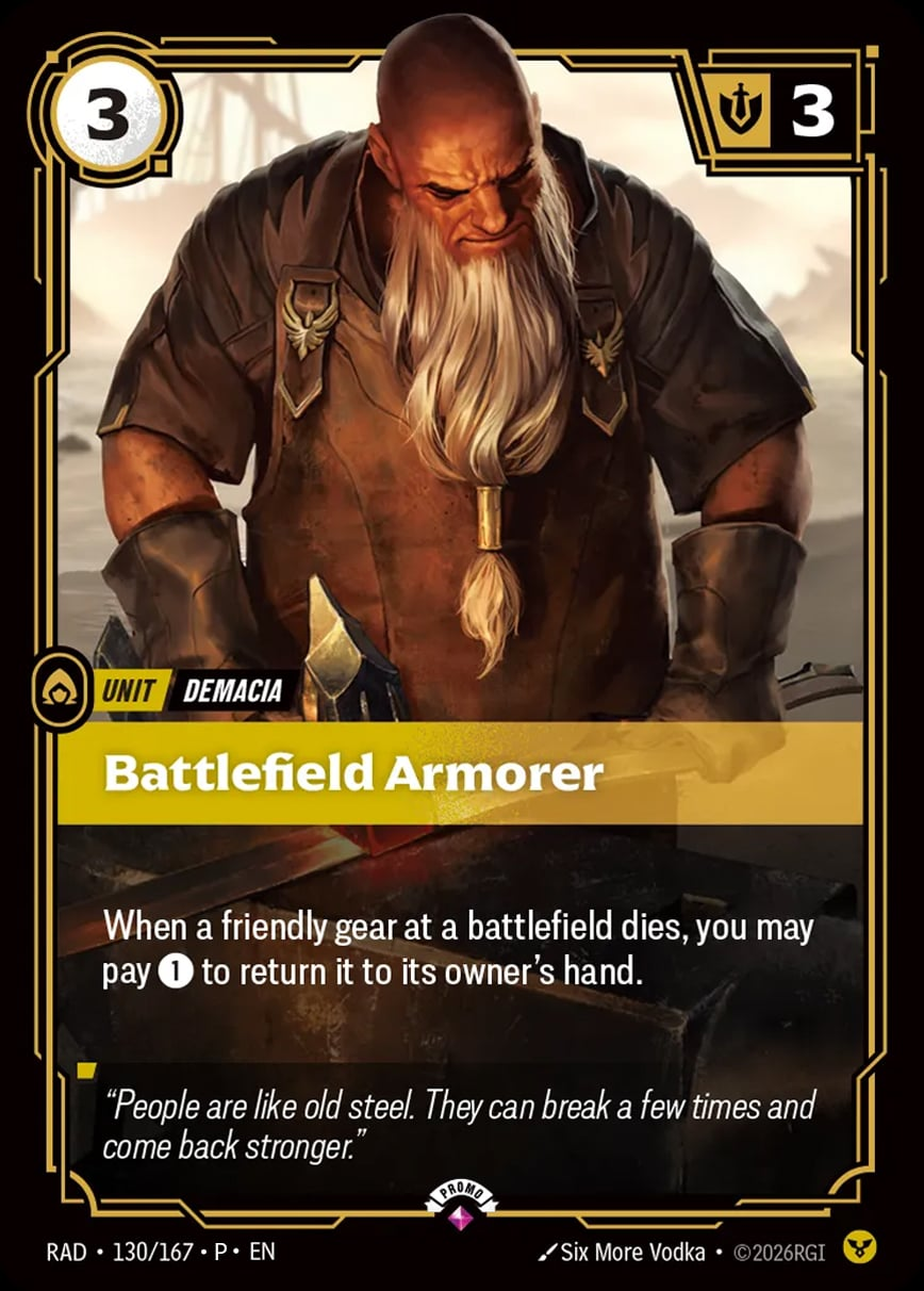 Battlefield Armorer RAD-130/167-P Foil Riftbound card