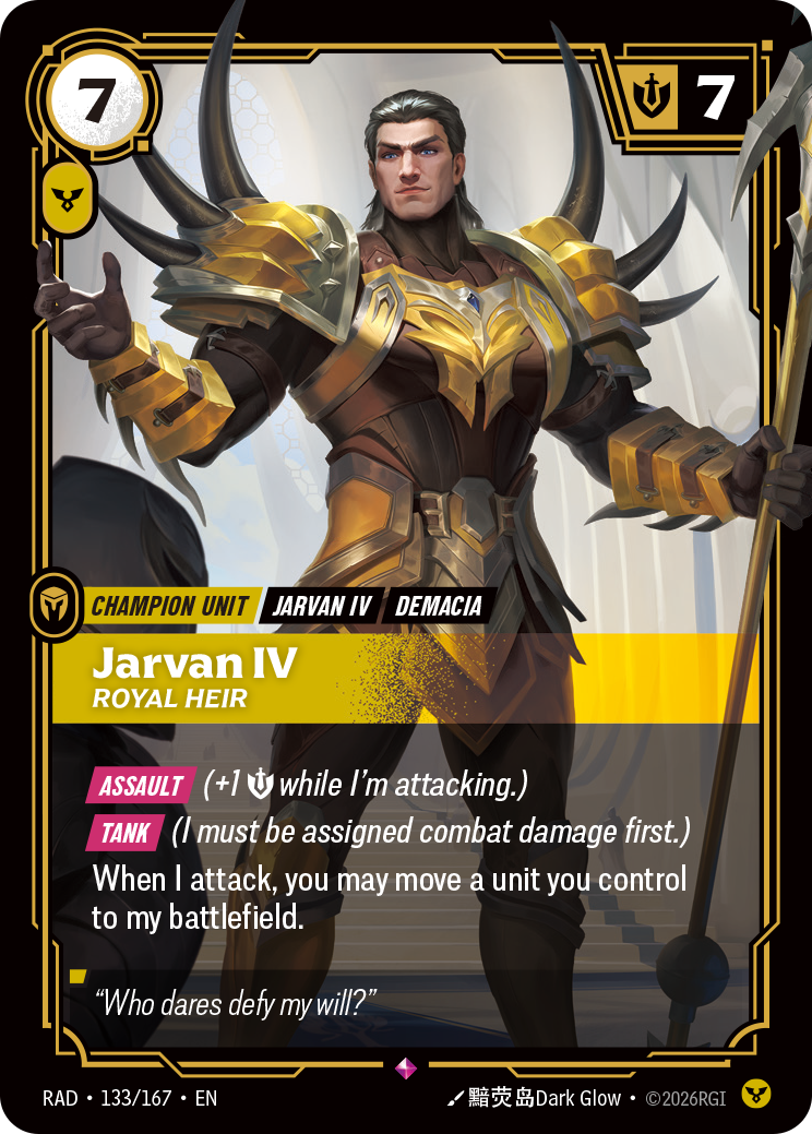 Jarvan IV, Royal Heir RAD-133/167 Normal Riftbound card