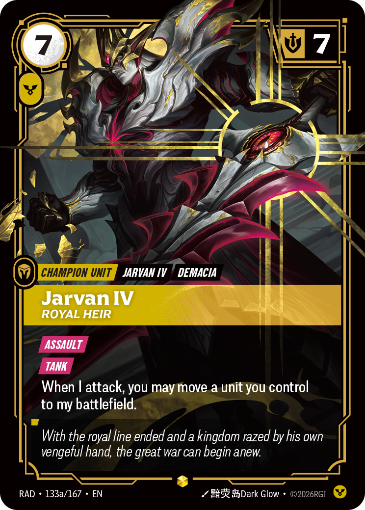 Jarvan IV, Royal Heir RAD-133a/167 Alternate Art Riftbound card