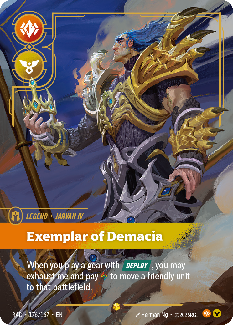 Exemplar of Demacia RAD-176/167 Alternate Art Riftbound card