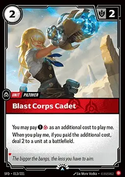 Blast Corps Cadet SFD-013-NN Foil Riftbound card