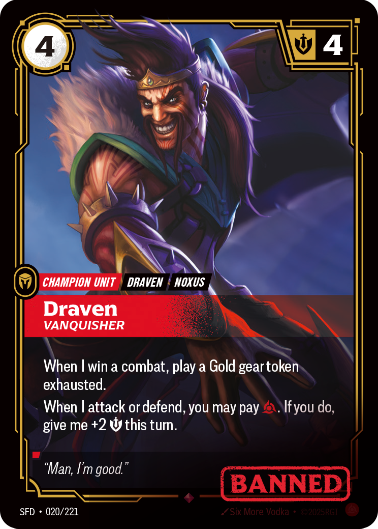 Draven, Vanquisher SFD-020/221 Normal Riftbound card