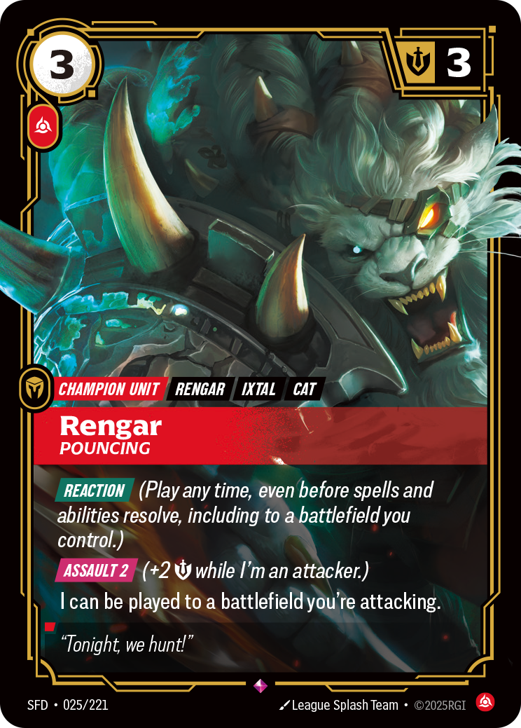 Rengar, Pouncing SFD-025/221 Normal Riftbound card