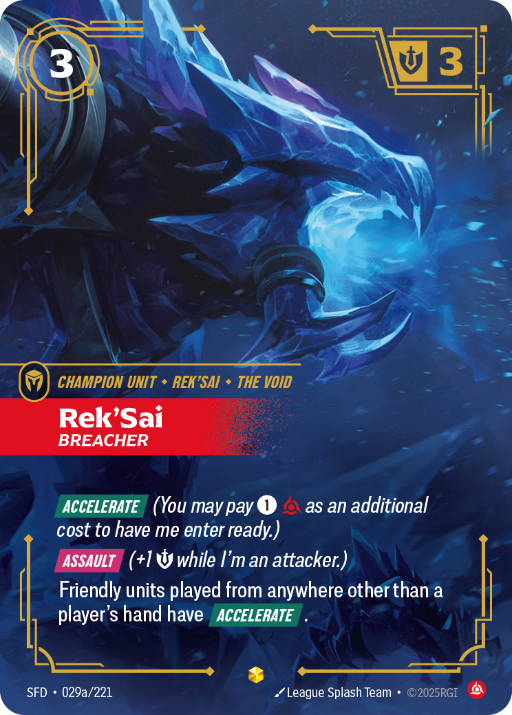 Rek'Sai, Breacher SFD-029a/221 Alternate Art Riftbound card