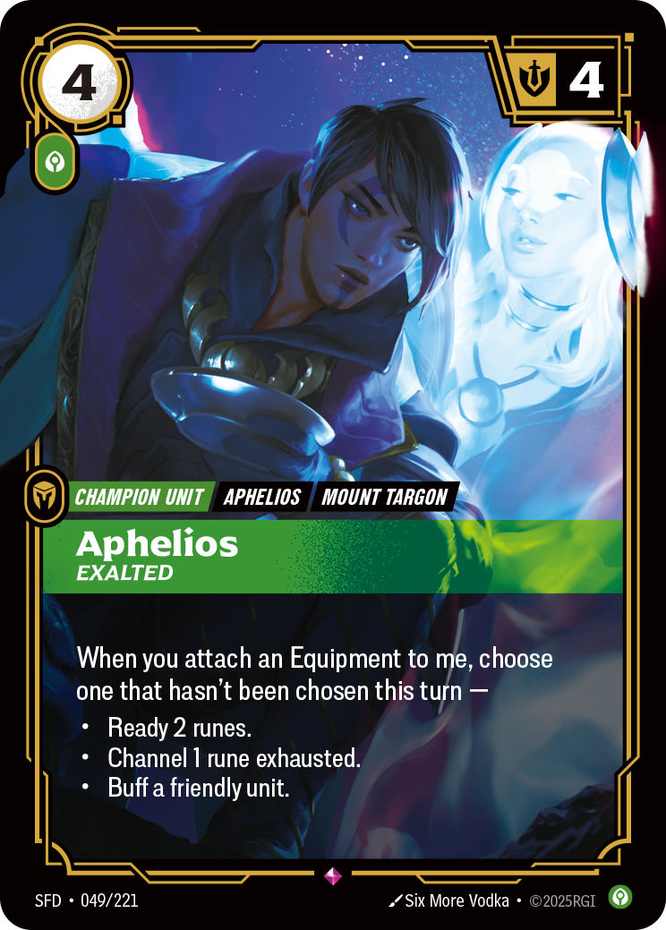 Aphelios, Exalted SFD-049/221 Normal Riftbound card