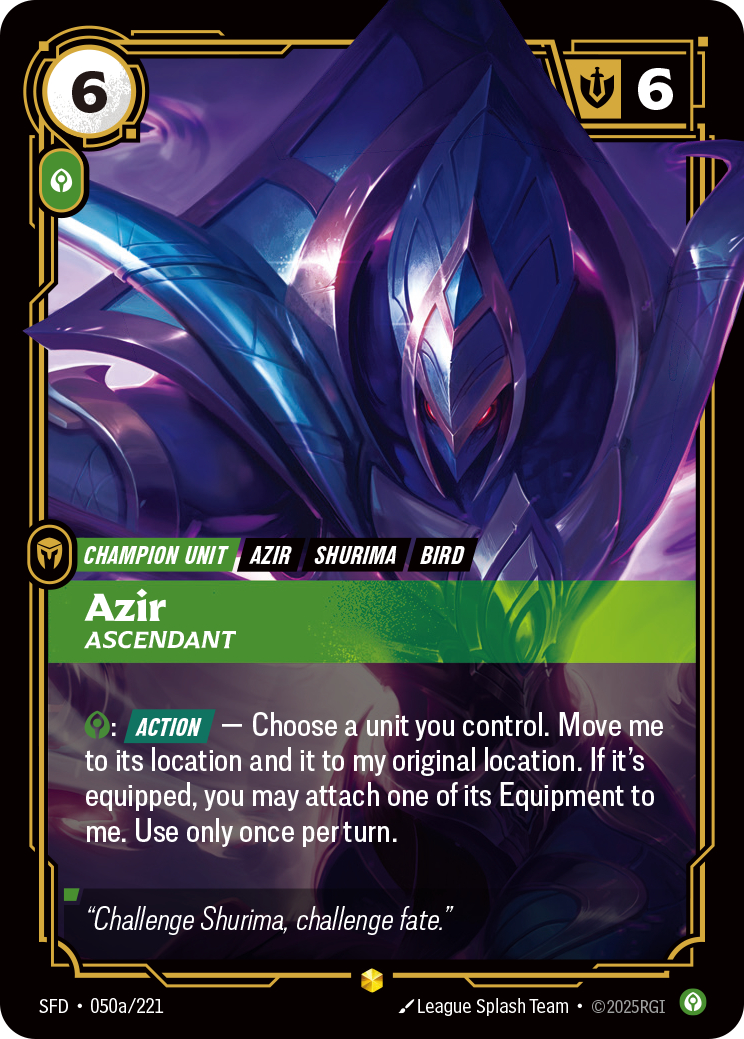 Azir, Ascendant SFD-050a/221 Alternate Art Riftbound card