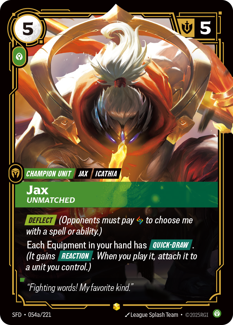 Jax, Unmatched SFD-054a/221 Alternate Art Riftbound card