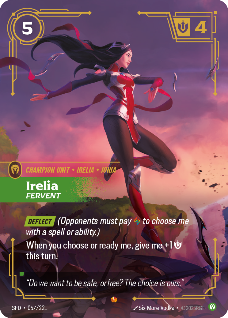 Irelia, Fervent SFD-057/221 Normal Riftbound card