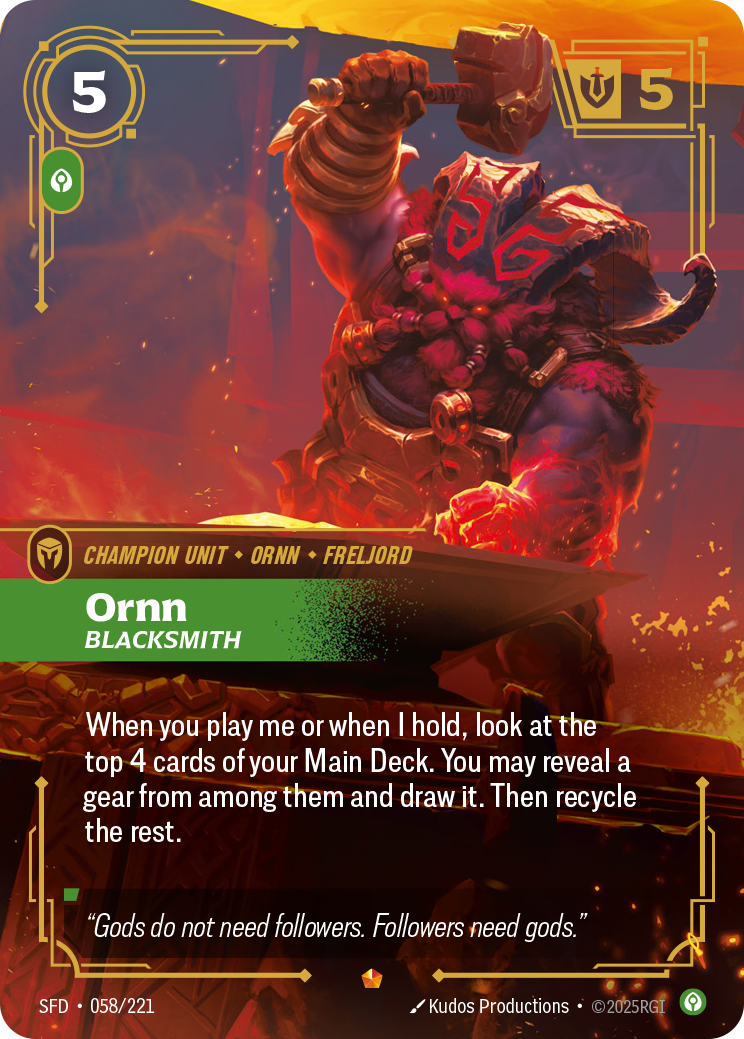 Ornn, Blacksmith SFD-058/221 Normal Riftbound card