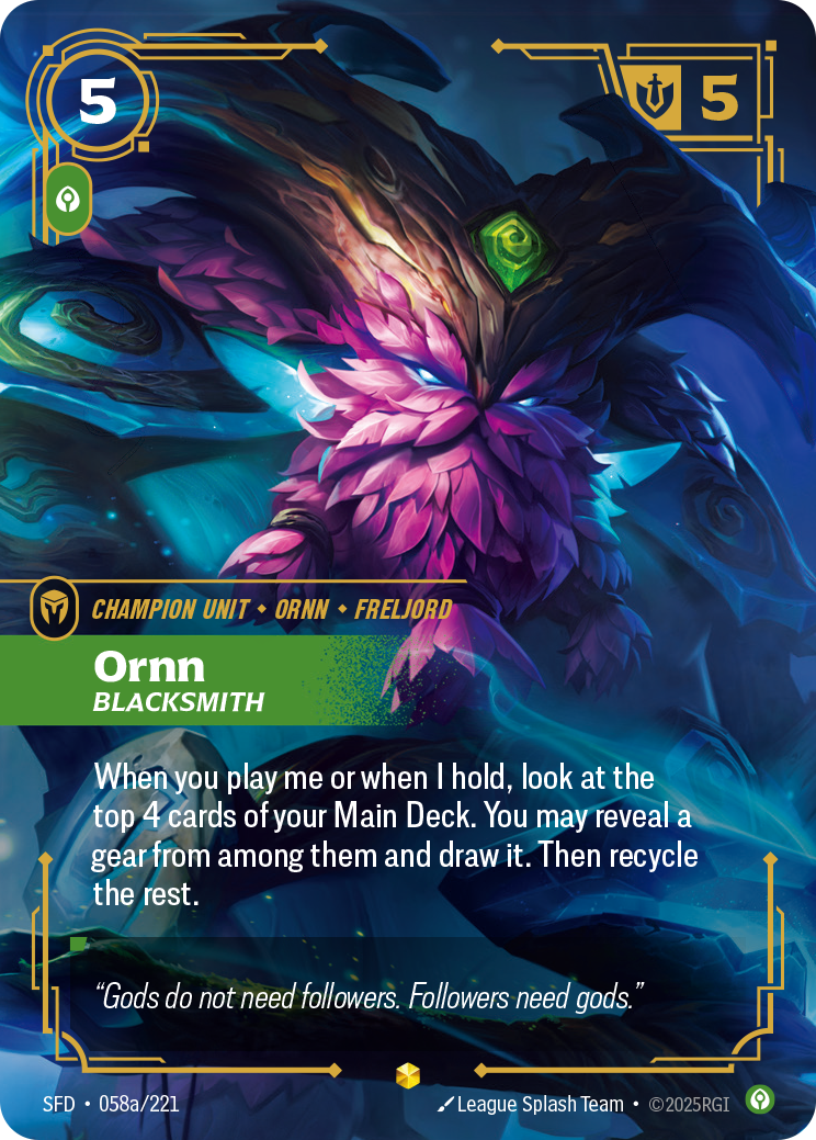 Ornn, Blacksmith SFD-058a/221 Alternate Art Riftbound card