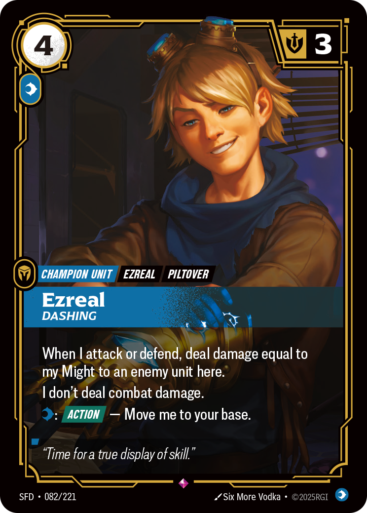 Ezreal, Dashing SFD-082/221 Normal Riftbound card