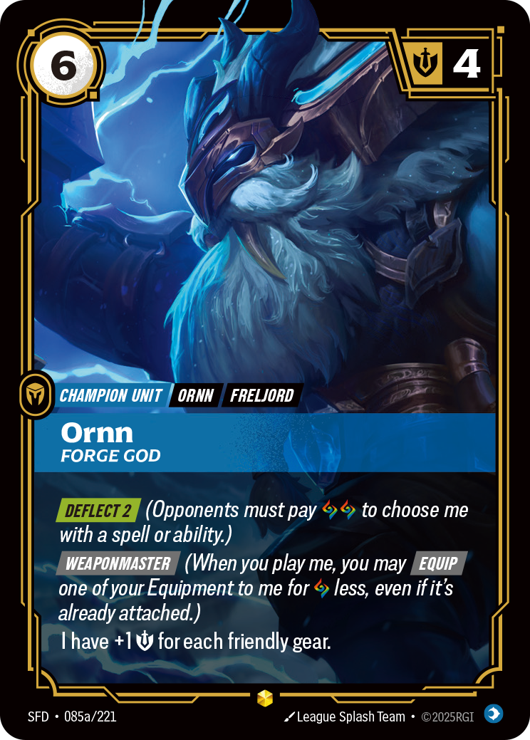 Ornn, Forge God SFD-085a/221 Alternate Art Riftbound card
