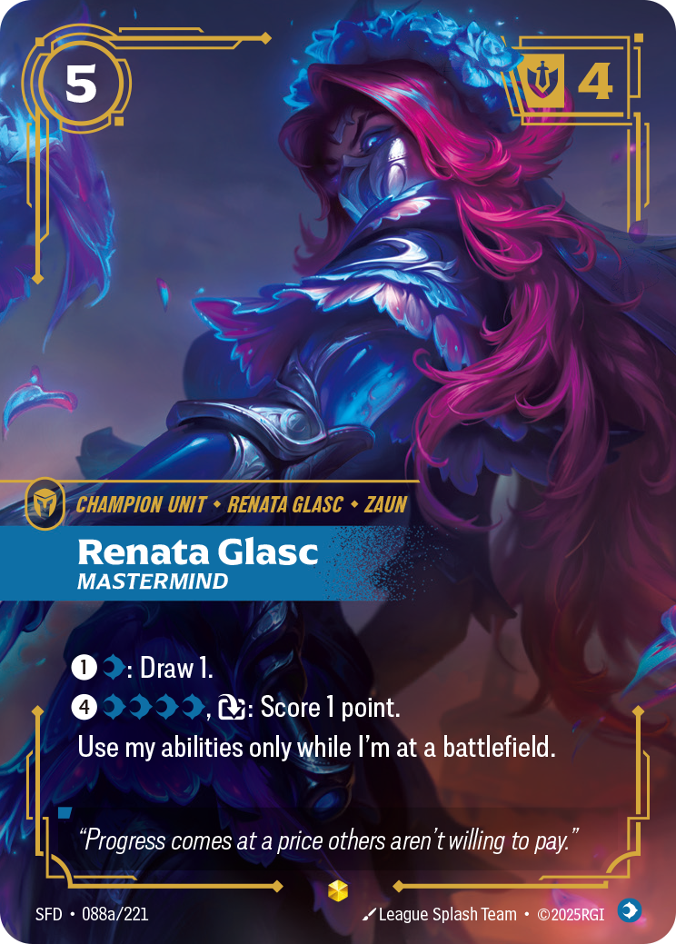 Renata Glasc, Mastermind SFD-088a/221 Alternate Art Riftbound card