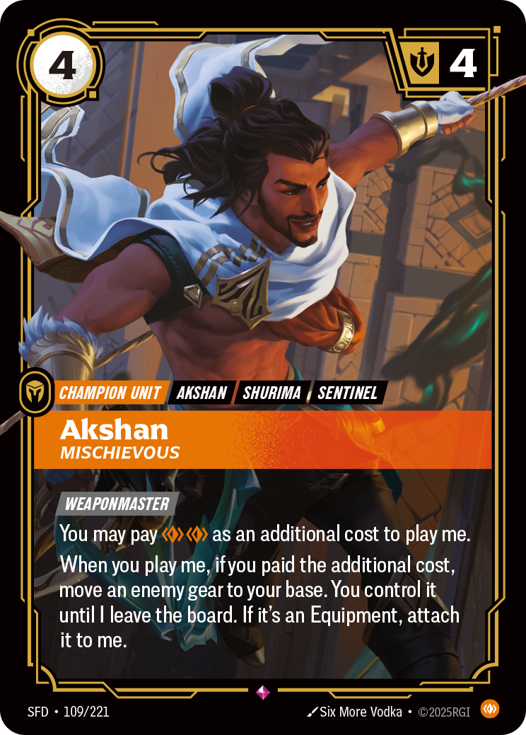 Akshan, Mischievous Riftbound card