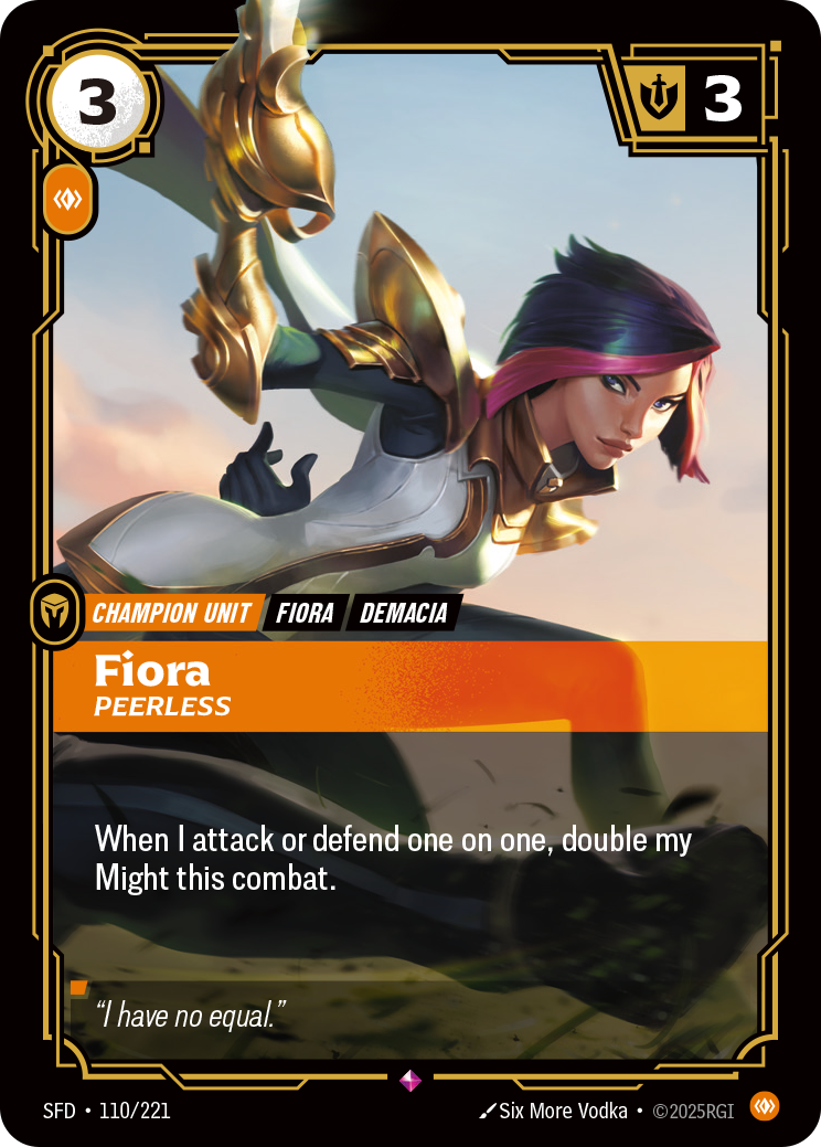 Fiora, Peerless SFD-110/221 Normal Riftbound card