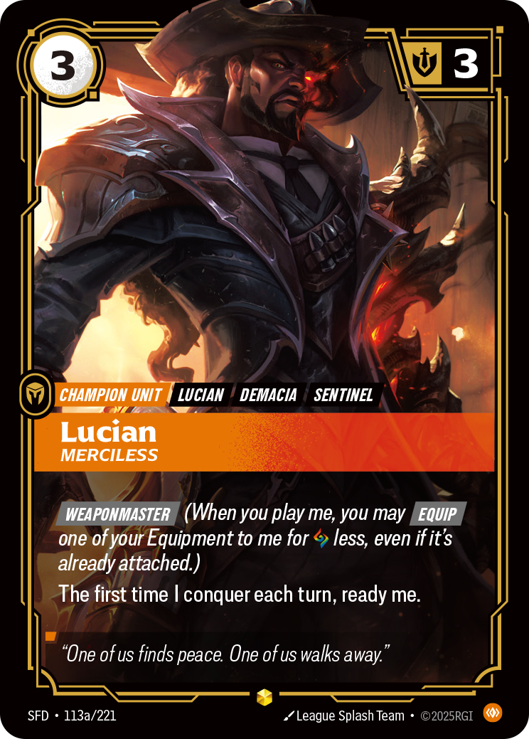 Lucian, Merciless SFD-113a/221 Alternate Art Riftbound card