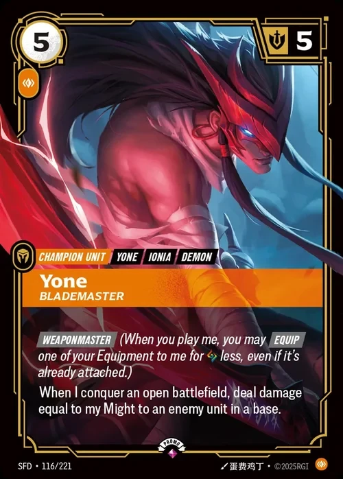 Yone, Blademaster SFD-116/221-P Normal Riftbound card