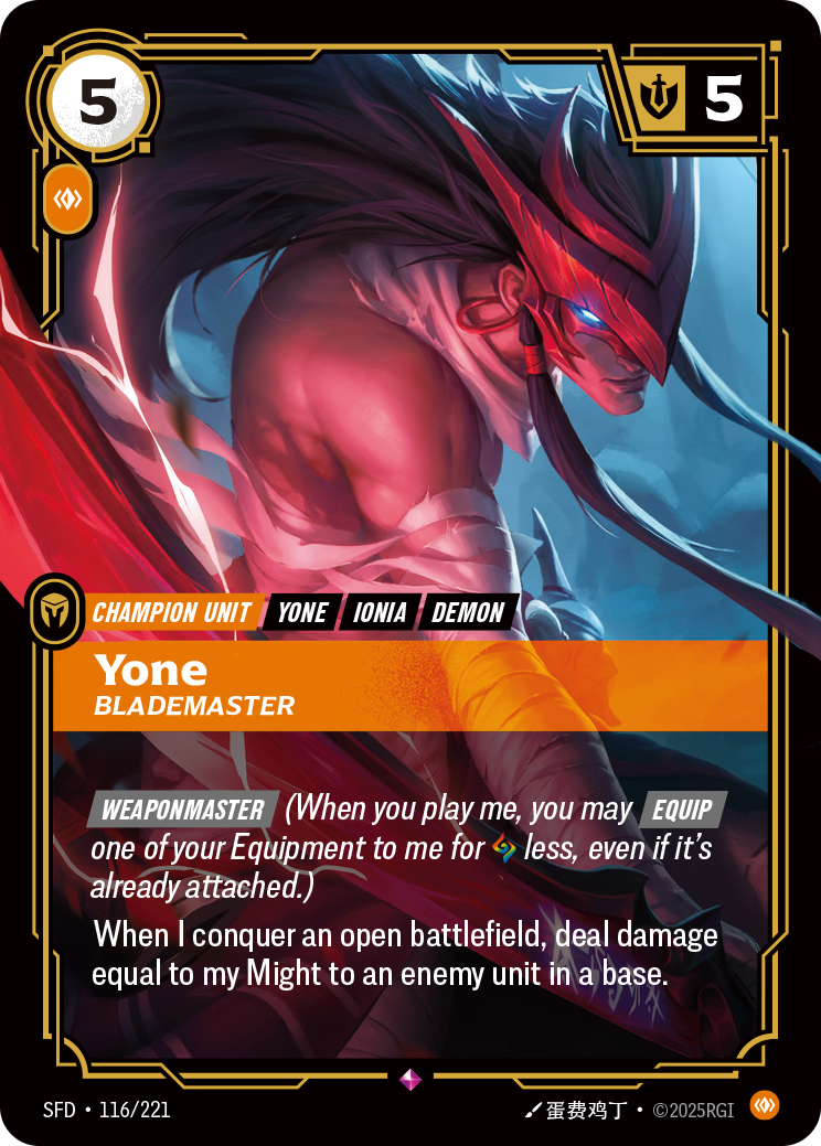 Yone, Blademaster SFD-116/221 Normal Riftbound card