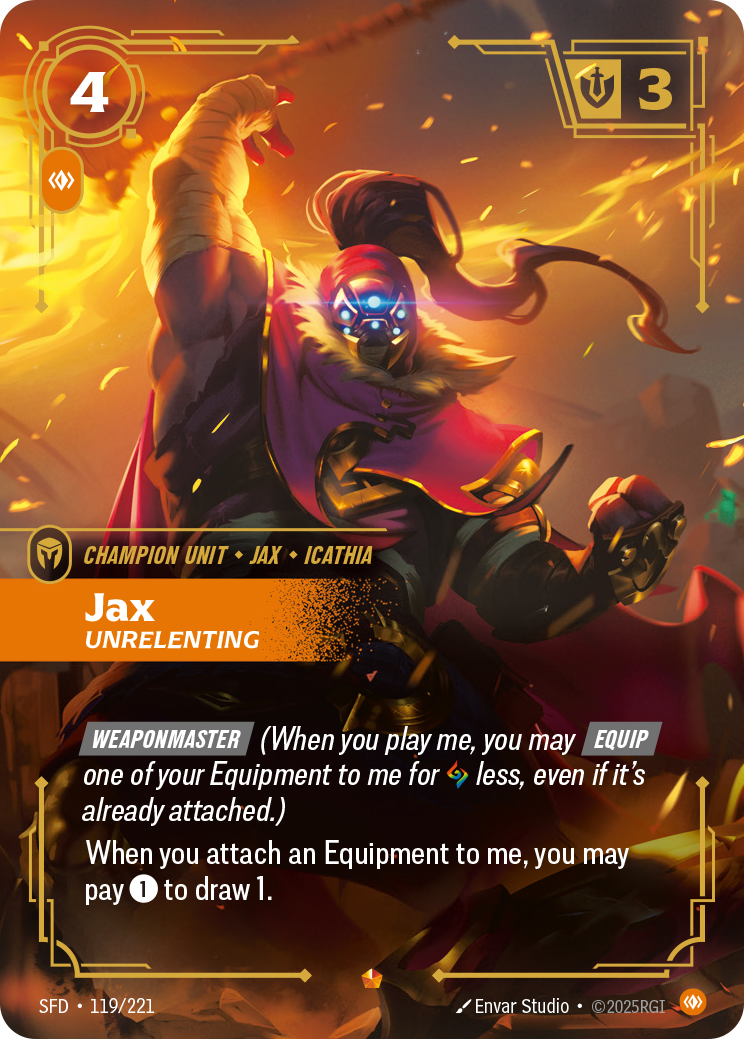 Jax, Unrelenting SFD-119/221 Normal Riftbound card