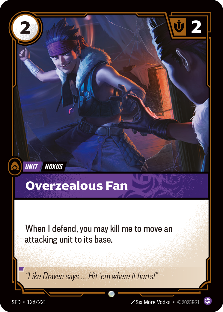 Overzealous Fan SFD-128/221 Normal Riftbound card
