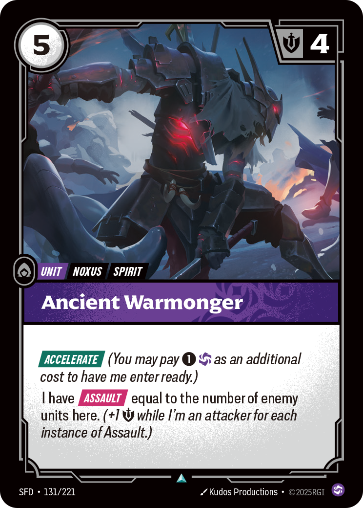 Ancient Warmonger SFD-131/221 Normal Riftbound card