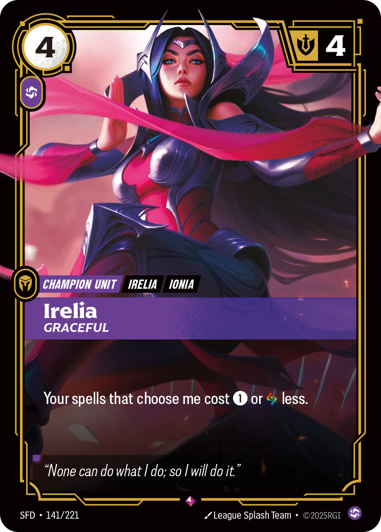 Irelia, Graceful SFD-141/221 Normal Riftbound card
