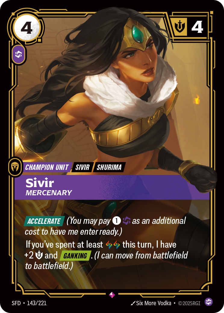 Sivir, Mercenary SFD-143/221 Normal Riftbound card