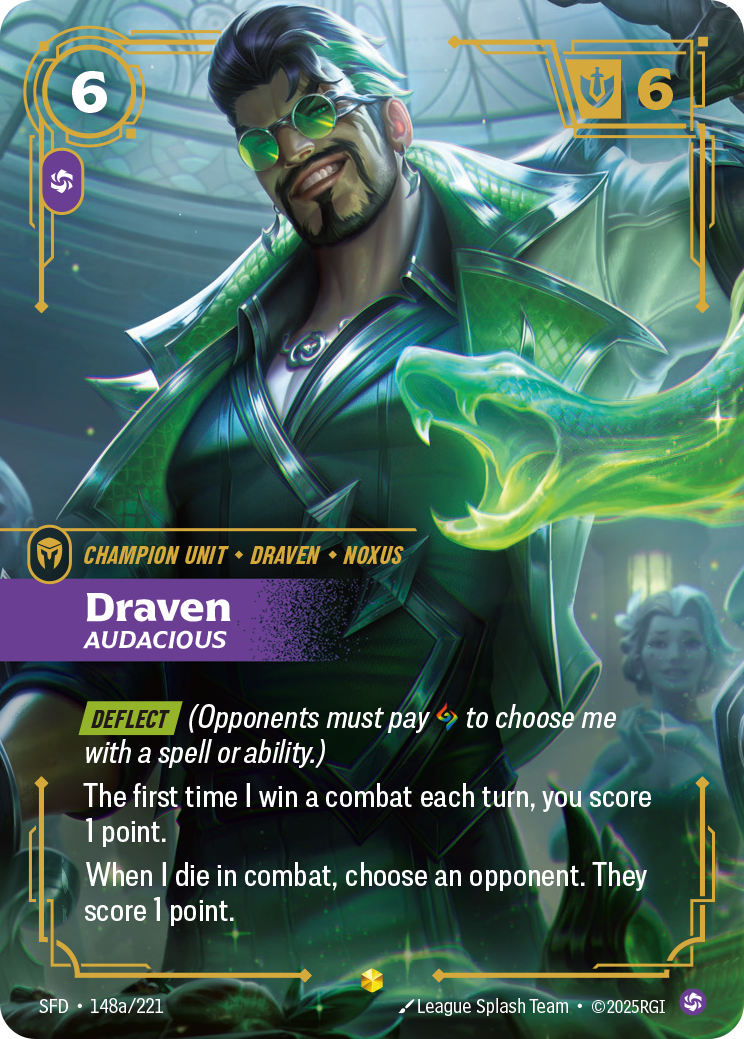 Draven, Audacious SFD-148a/221 Alternate Art Riftbound card