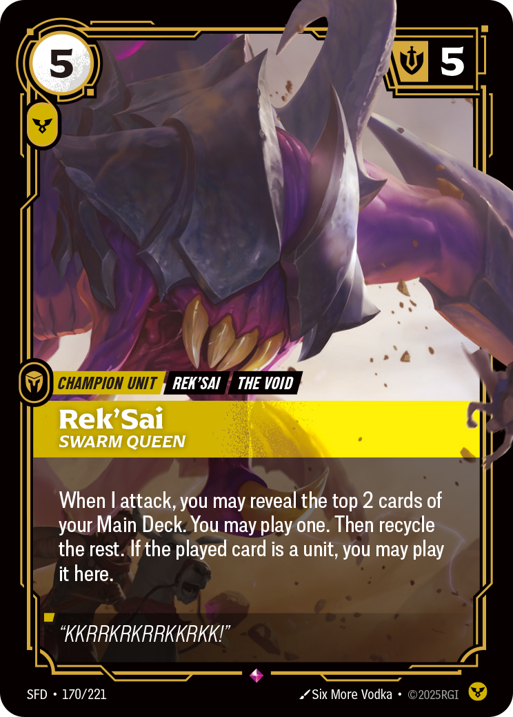 Rek'Sai, Swarm Queen SFD-170/221 Normal Riftbound card