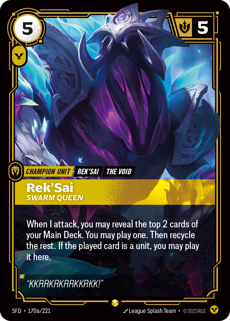 Rek'Sai, Swarm Queen SFD-170a/221 Alternate Art Riftbound card