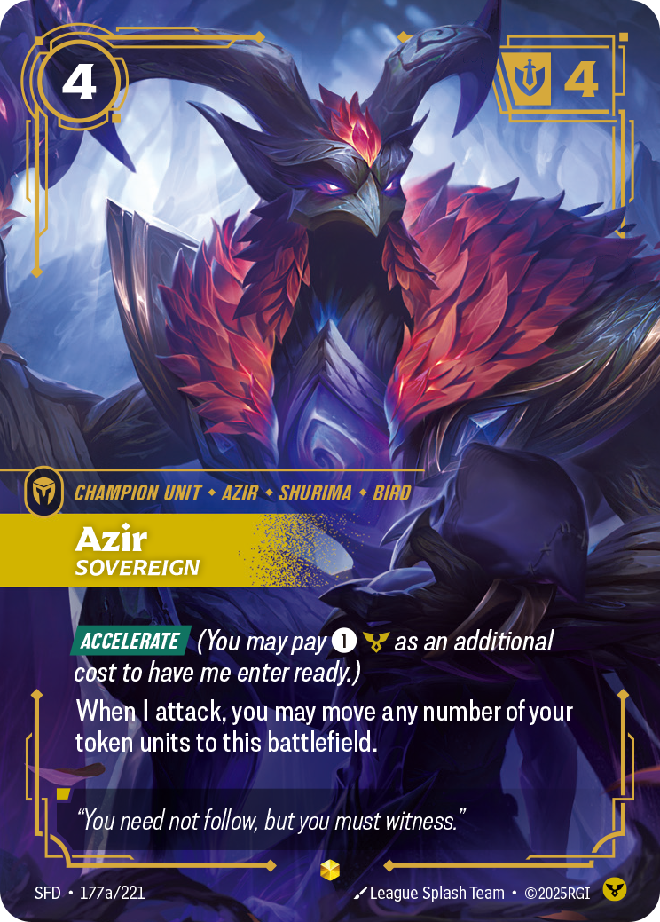Azir, Sovereign SFD-177a/221 Alternate Art Riftbound card