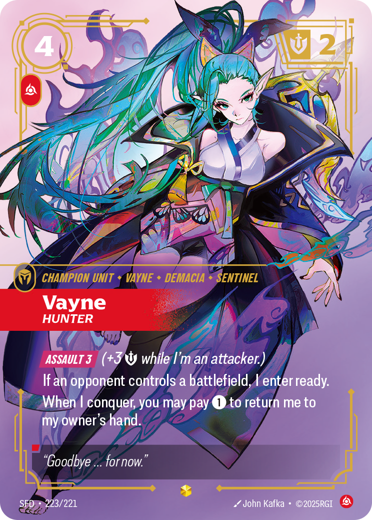Vayne, Hunter SFD-223/221 Alternate Art Riftbound card