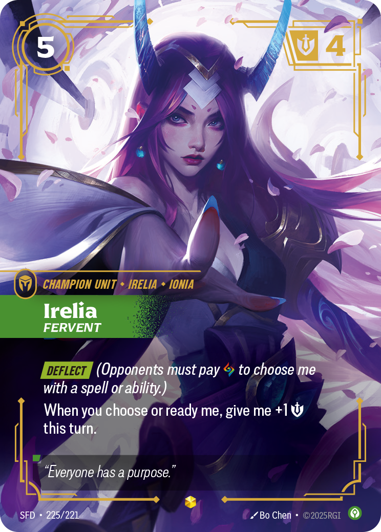 Irelia, Fervent SFD-225/221 Alternate Art Riftbound card