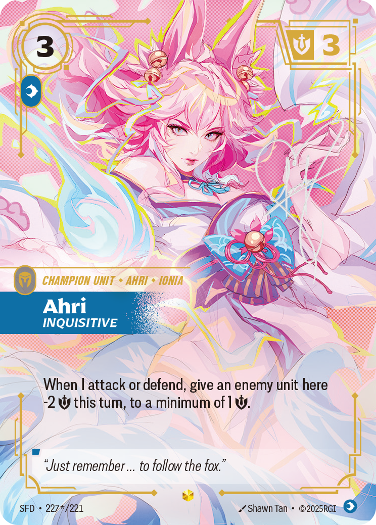 Ahri, Inquisitive SFD-227*/221 Signed Riftbound card