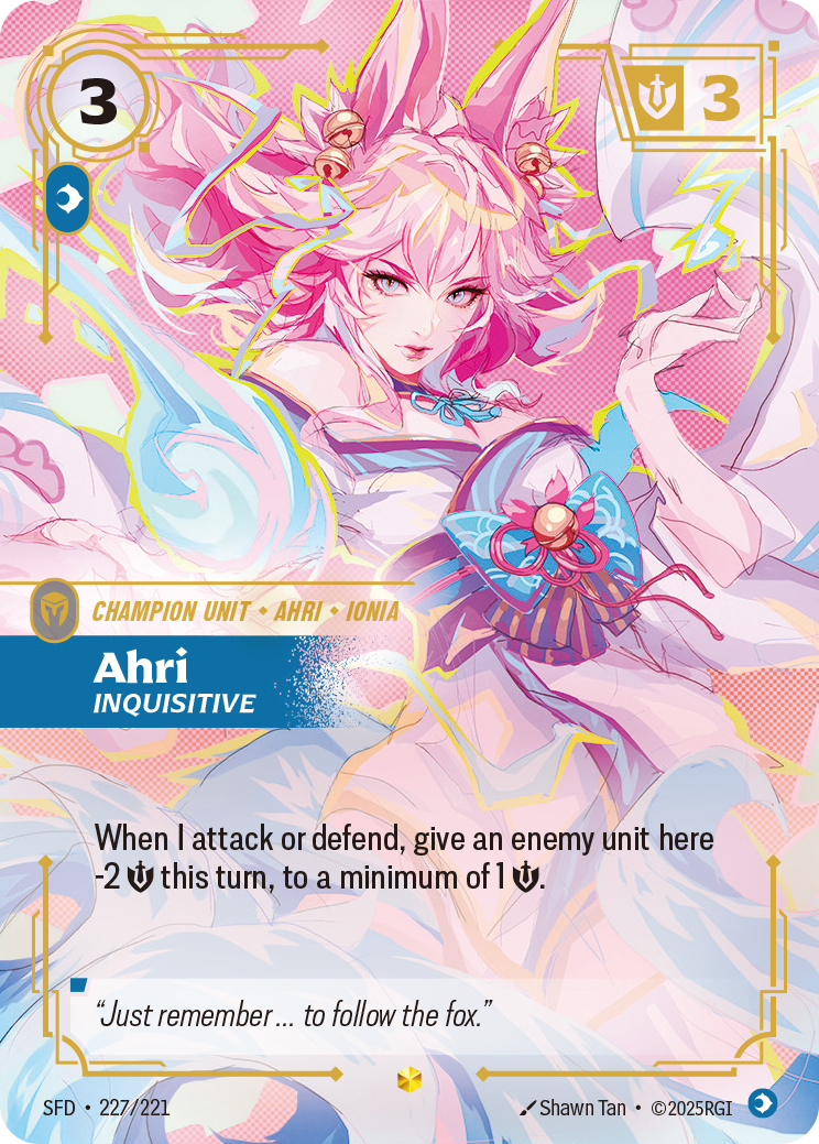 Ahri, Inquisitive SFD-227/221 Alternate Art Riftbound card