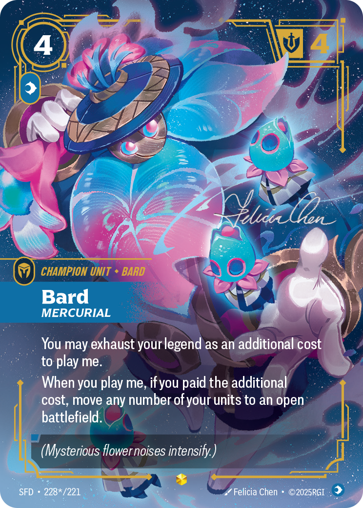 Bard, Mercurial SFD-228*/221 Signed Riftbound card