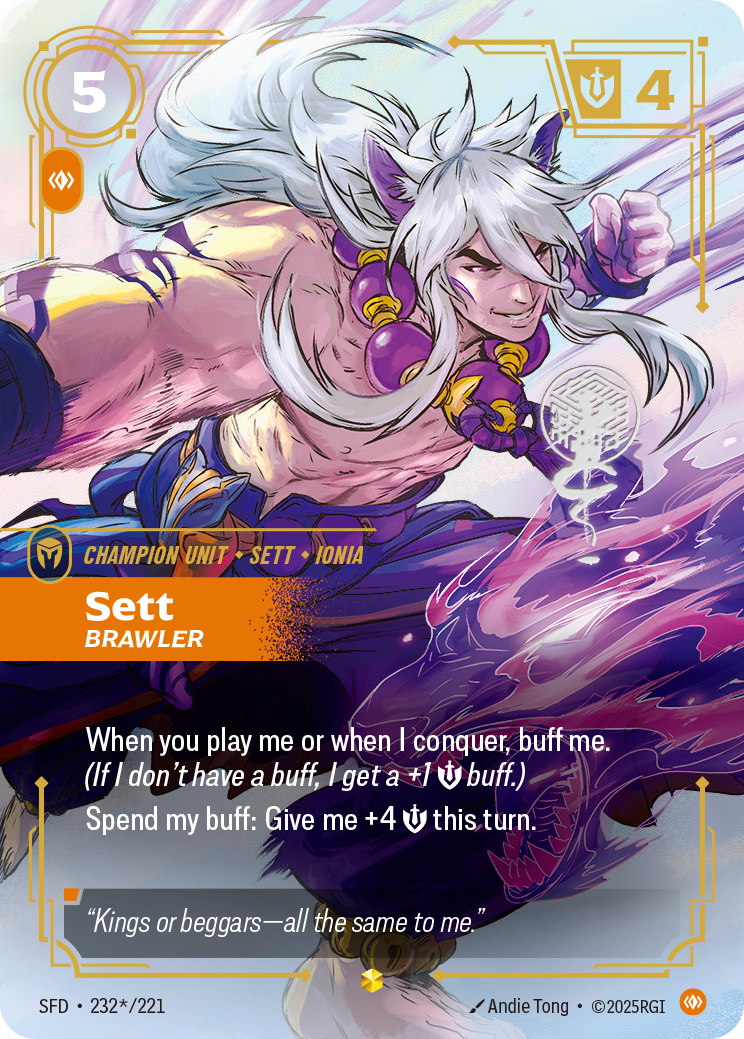 Sett, Brawler SFD-232*/221 Signed Riftbound card