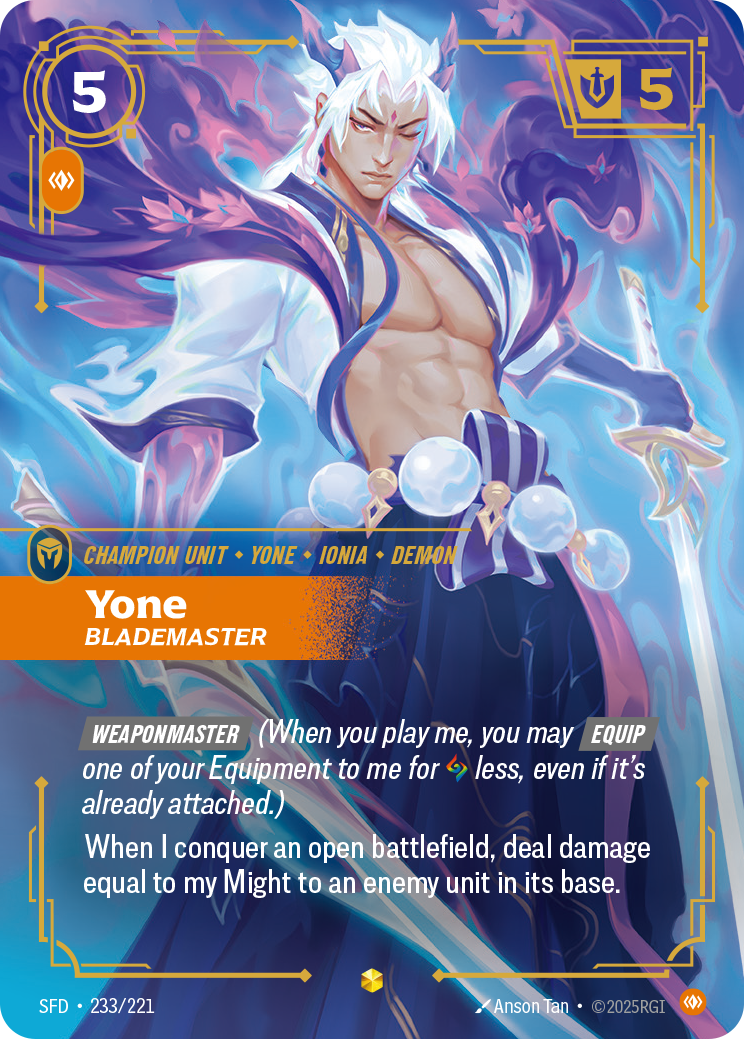 Yone, Blademaster SFD-233/221 Alternate Art Riftbound card