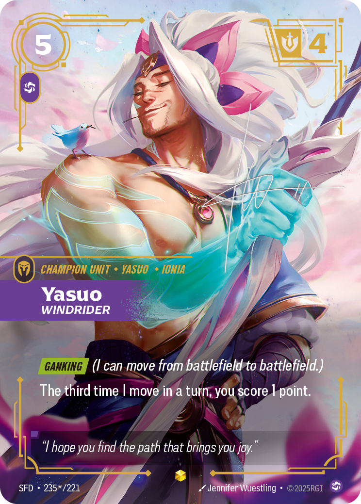 Yasuo, Windrider SFD-235*/221 Signed Riftbound card